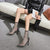 "Captivating Black Stiletto Boots with Shiny Gem Mesh – High-Heeled Socks Ankle Boots for Glamorous Style." Yuchimagic, image  1