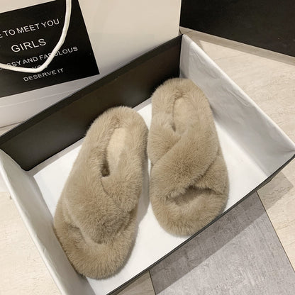 Fluffy warm slippers