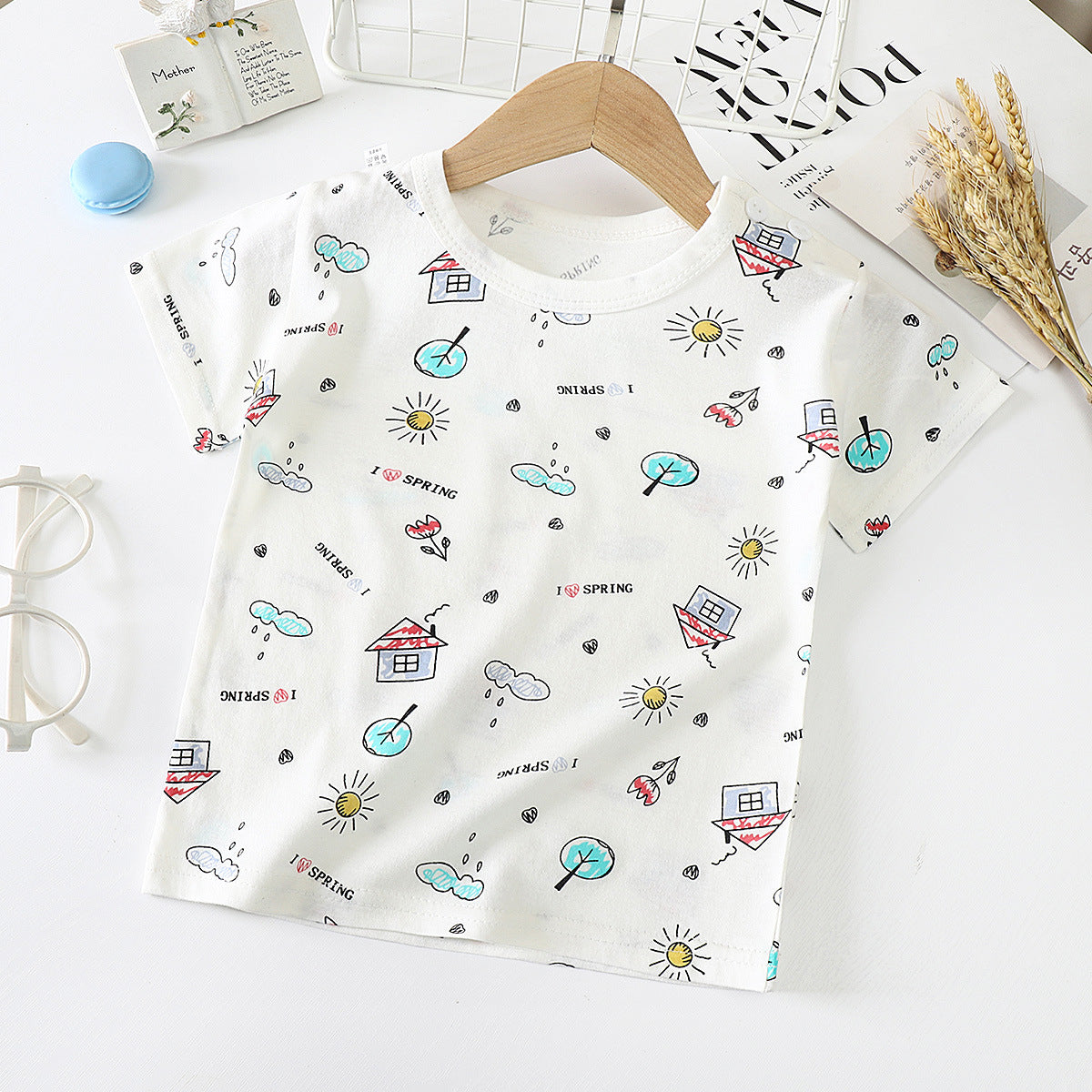 Kids' Cotton Short-Sleeved Bottoming Shirt