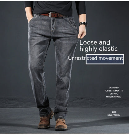 "Upgrade your style with Men's Loose Straight Smoky Gray Jeans – Comfort meets fashion perfection." image 9