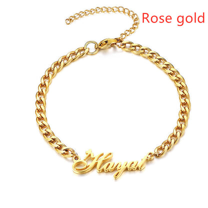  Customize your style with our stainless steel name bracelet—an elegant, personalized accessory for a unique touch.