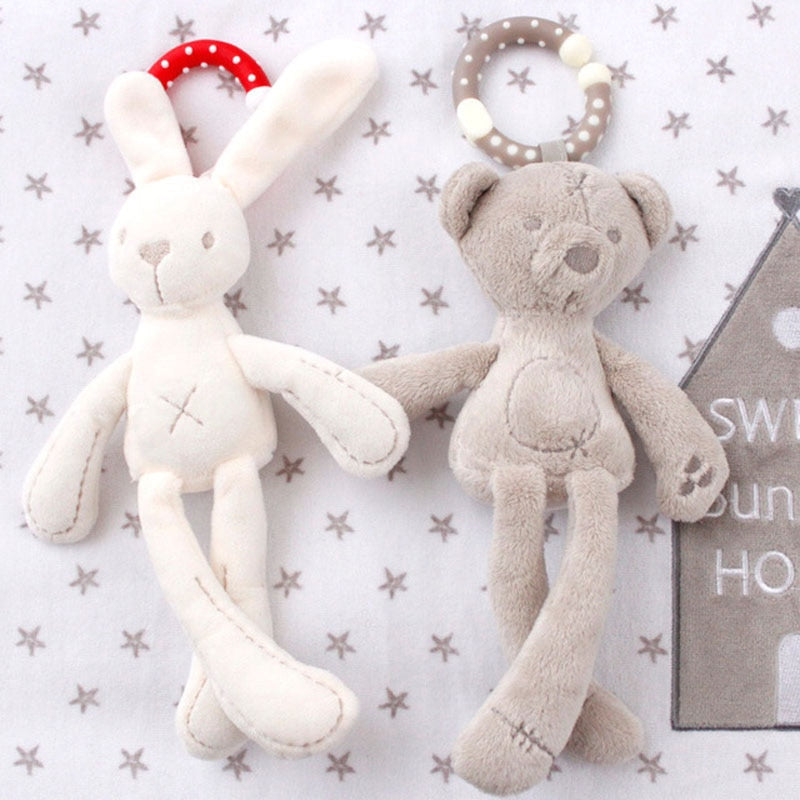 Baby Stroller Toy Bunny Bear Soft Plush Doll Rattle