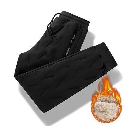 Men's Trousers Winter Velvet Thickening Loose Fleece Pants With Zip Pocket Large Size Windproof Warm Jogging