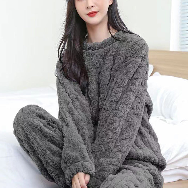  "Cozy up in style with our Fluffy Pajama Set – Thick coral velvet perfection for comfort!" image 6