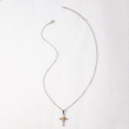 2023 New Cross Flower Pendant Necklace Catholic Faith Silver Necklace