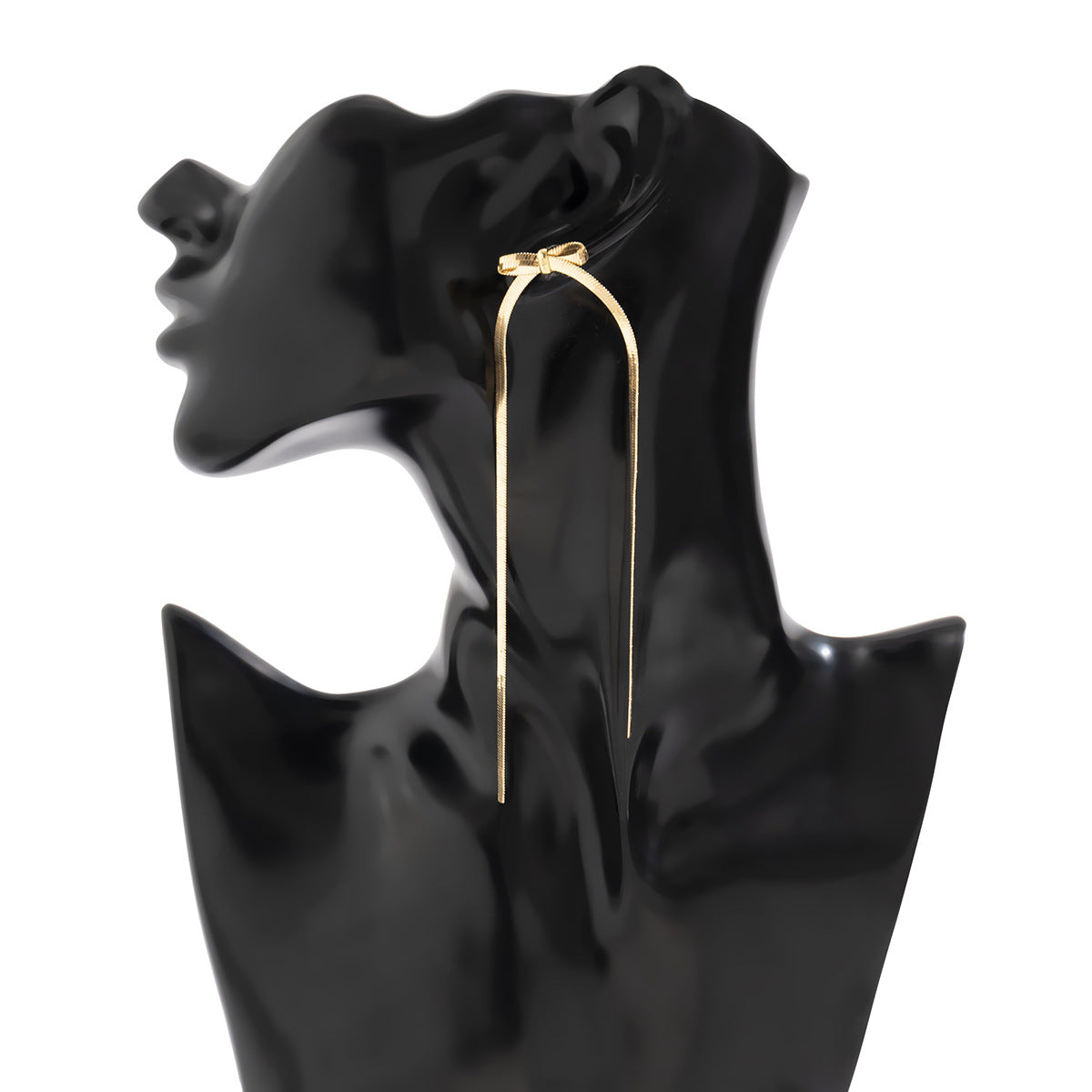 2023 Snake Bone Chain Retro Studs Exaggerated Bow Tassel Earrings