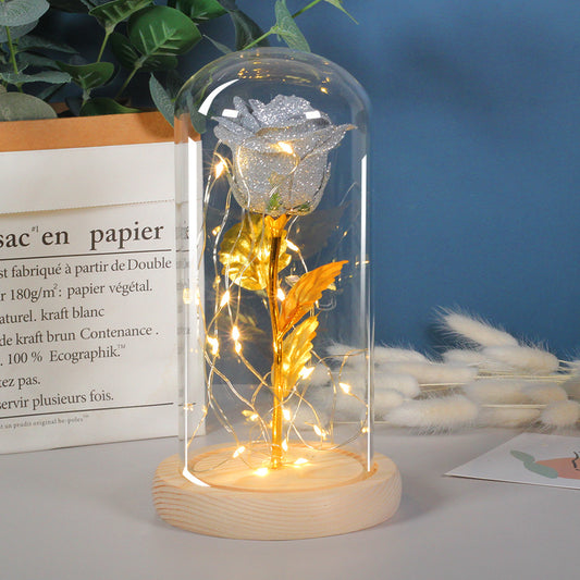  "Eternal Rose Flowers LED Light in Glass Cover - Perfect Day Valentine's Day Gift for Girlfriend"