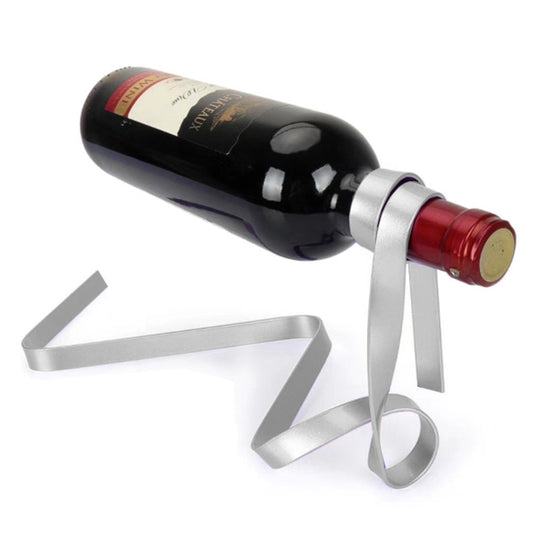 Floating Ribbon Wine Bottle Holder, Artistic Kitchen Storage
