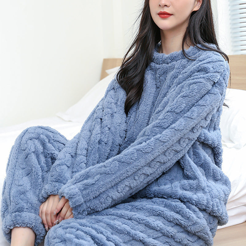  "Cozy up in style with our Fluffy Pajama Set – Thick coral velvet perfection for comfort!" image 3