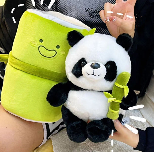 Bamboo Tube Flower Panda Pillow, Simulated Comfort