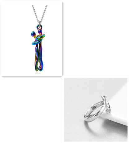 Love Hug Pendant Unisex Necklace Valentines Day Lover Gift