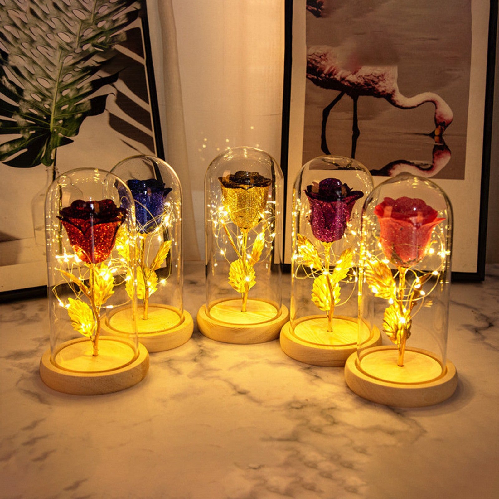  "Eternal Rose Flowers LED Light in Glass Cover - Perfect Day Valentine's Day Gift for Girlfriend"