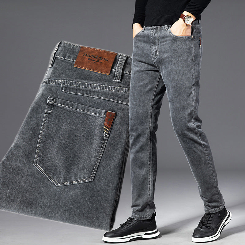 "Upgrade your style with Men's Loose Straight Smoky Gray Jeans – Comfort meets fashion perfection." image 1