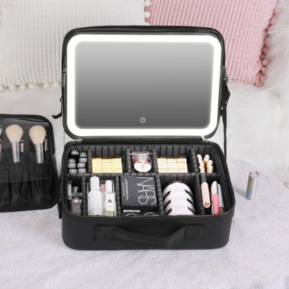 "Illuminate your beauty on the go with our Smart LED Cosmetic Makeup Travel Bag."