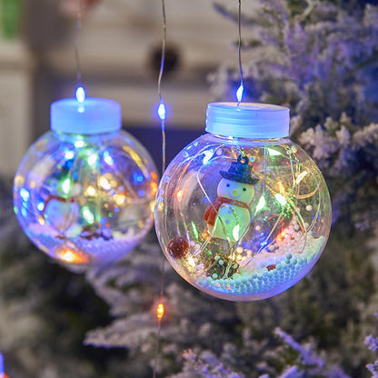 "Festive LED Christmas Curtain Lamp String for charming Christmas window decor. Snowman and Wishing Ball theme." image  8