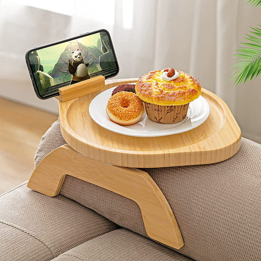  "Upgrade your space with our Non-Slip Wooden Table Couch Tray – a functional blend of style and convenience."