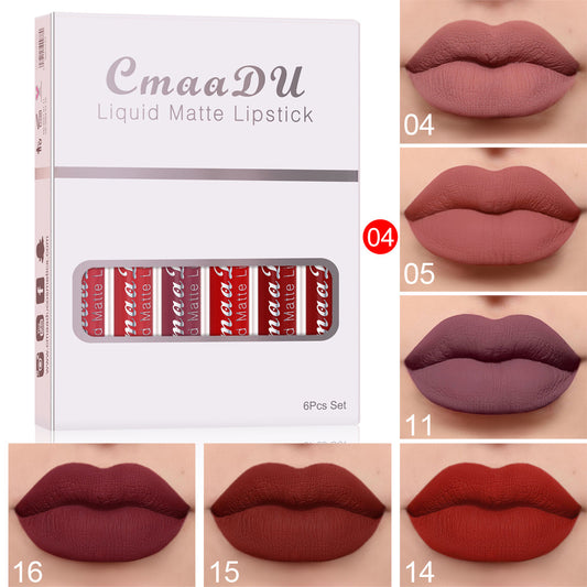 "Luscious lips await! Shop our Matte Non-stick Cup Waterproof Lipstick Set for enduring beauty today." image 2