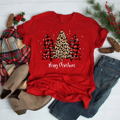 Festive Foreign Trade Christmas Tree T-shirt for Men and Women - celebrate the season in style! image 5