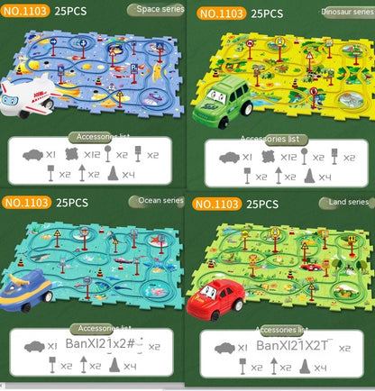 "Endless fun: Puzzle Track Cars for imaginative play. Build, race, and explore creativity effortlessly!" 