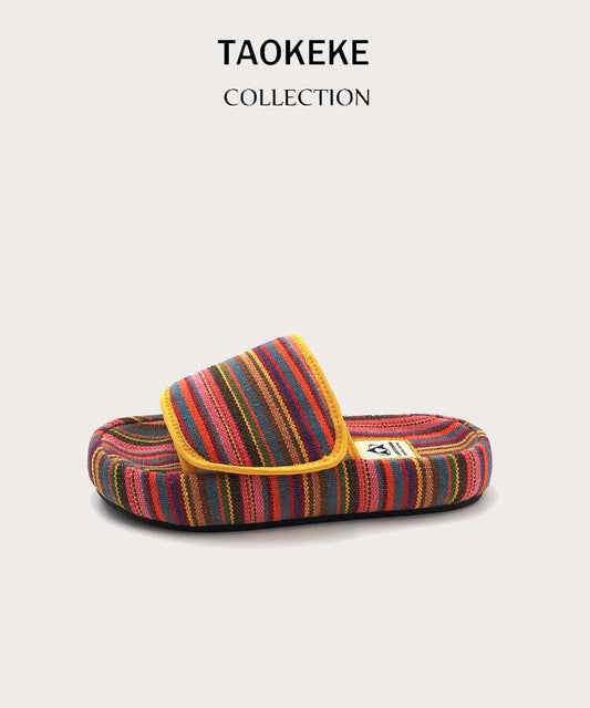 Summer Rainbow Canvas Outerwear Flip Flops