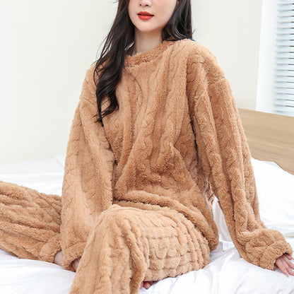  "Cozy up in style with our Fluffy Pajama Set – Thick coral velvet perfection for comfort!" image 4