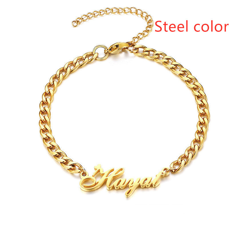  Customize your style with our stainless steel name bracelet—an elegant, personalized accessory for a unique touch.