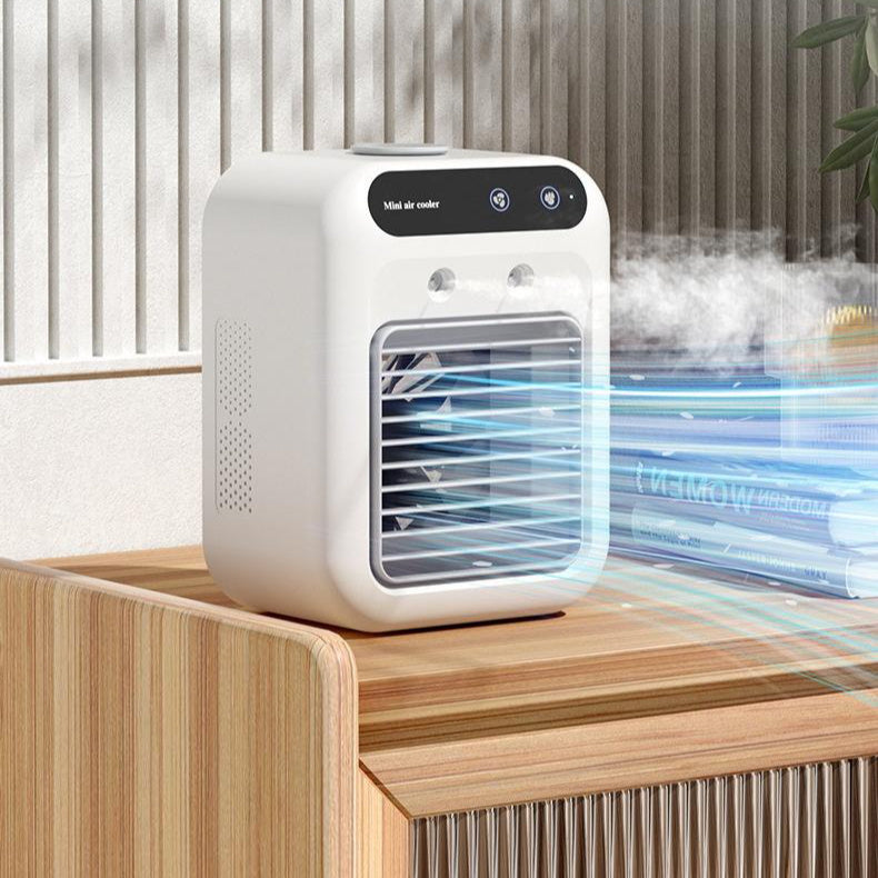 "Portable air cooler fan, water cooling fan for rooms, offices, and cars; rechargeable air cooler cooling fan."