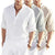 "Effortless style: Men's Cotton Linen Long Sleeve Shirt with a relaxed fit and stand collar." image 1