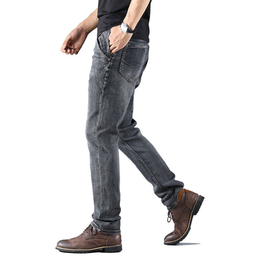 "Upgrade your style with Men's Loose Straight Smoky Gray Jeans – Comfort meets fashion perfection." image 2