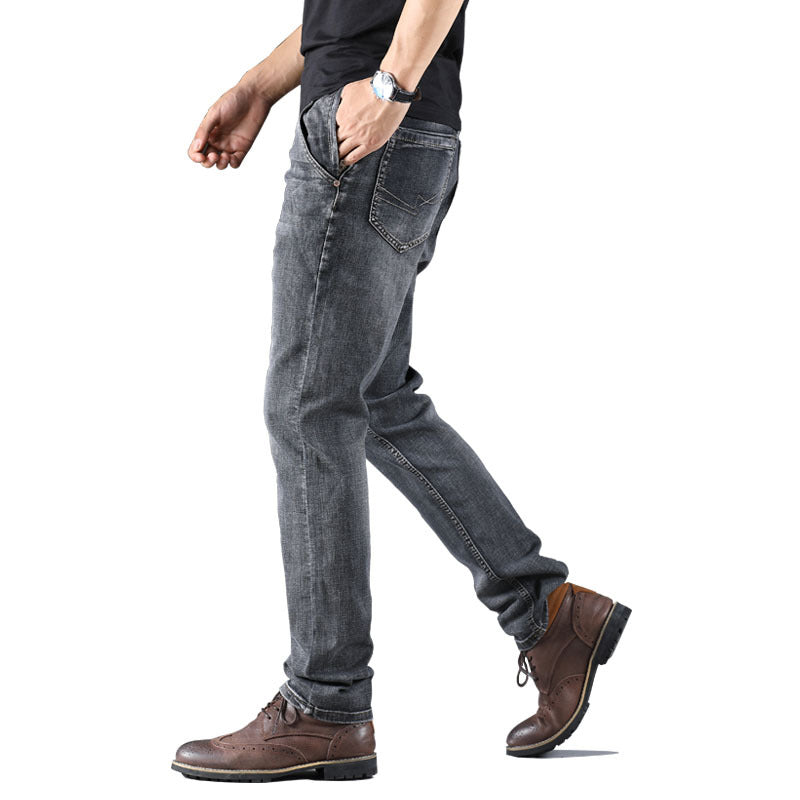 "Upgrade your style with Men's Loose Straight Smoky Gray Jeans – Comfort meets fashion perfection." image 1