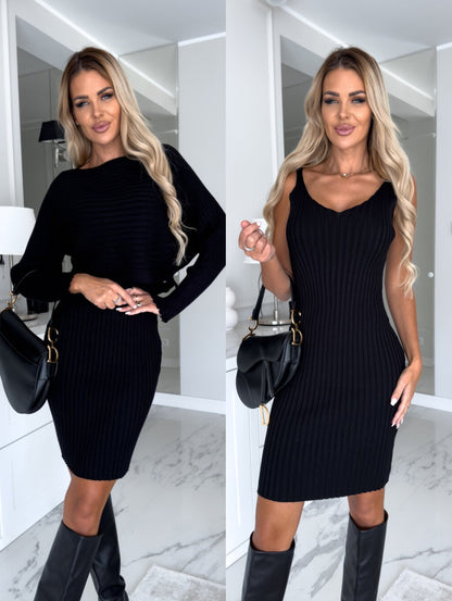  "Autumn elegance: Striped Long-sleeve Top paired with Tight Suspender Skirt. Slim fashion perfection awaits!" image  8