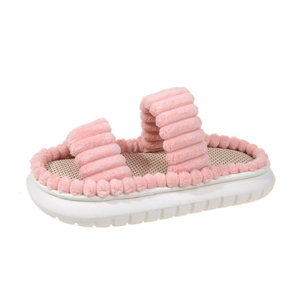  "Chic Minimalist Stripe Fuzzy Slipper – the best house shoes for women at our store!"