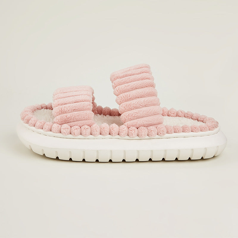  "Chic Minimalist Stripe Fuzzy Slipper – the best house shoes for women at our store!"