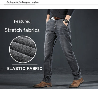 "Upgrade your style with Men's Loose Straight Smoky Gray Jeans – Comfort meets fashion perfection." image 6