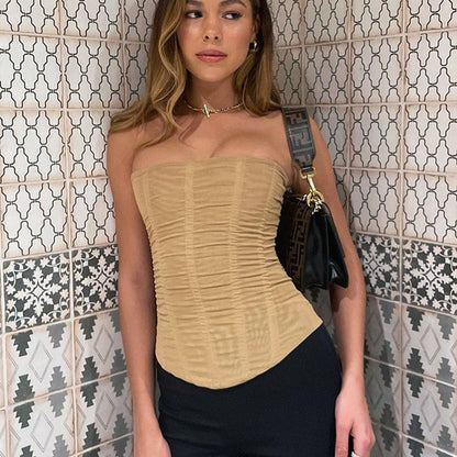 "Summer-ready Mesh Crop Corset Top for women - Available in our store now!"