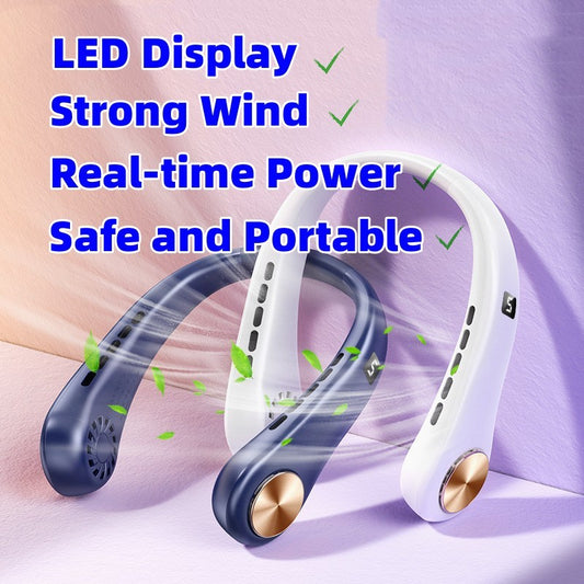 "New Mini Neck Fan, portable bladeless fan, hanging neck, rechargeable for summer sports cooling."
