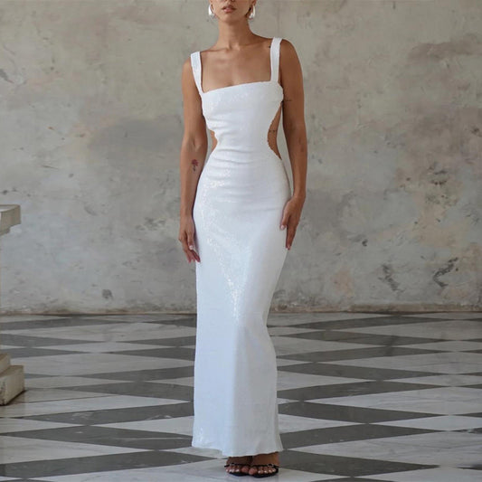 "Shop the allure of Sequin Sling Backless Dress at Yuchimagic store for dazzling, chic elegance."