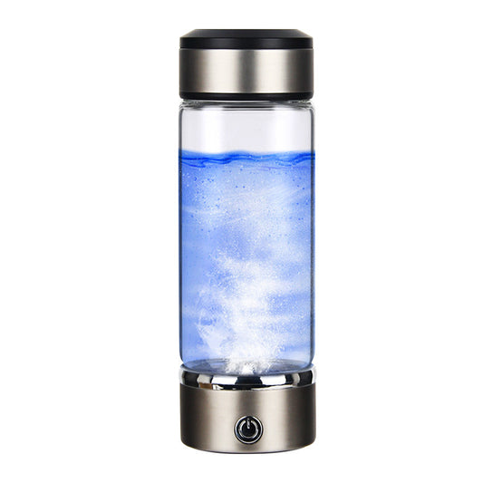 "Rechargeable Quantum Hydrogen-rich Water Glass Cup: Stay hydrated with revitalizing hydrogen-rich water on-the-go!"