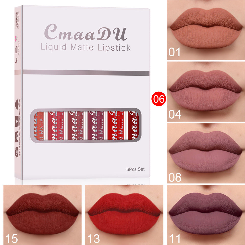 "Luscious lips await! Shop our Matte Non-stick Cup Waterproof Lipstick Set for enduring beauty today." image 1