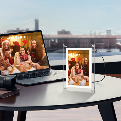  "Elevate memories with our Acrylic Digital Photo Video Frame – modern elegance for cherished moments."
