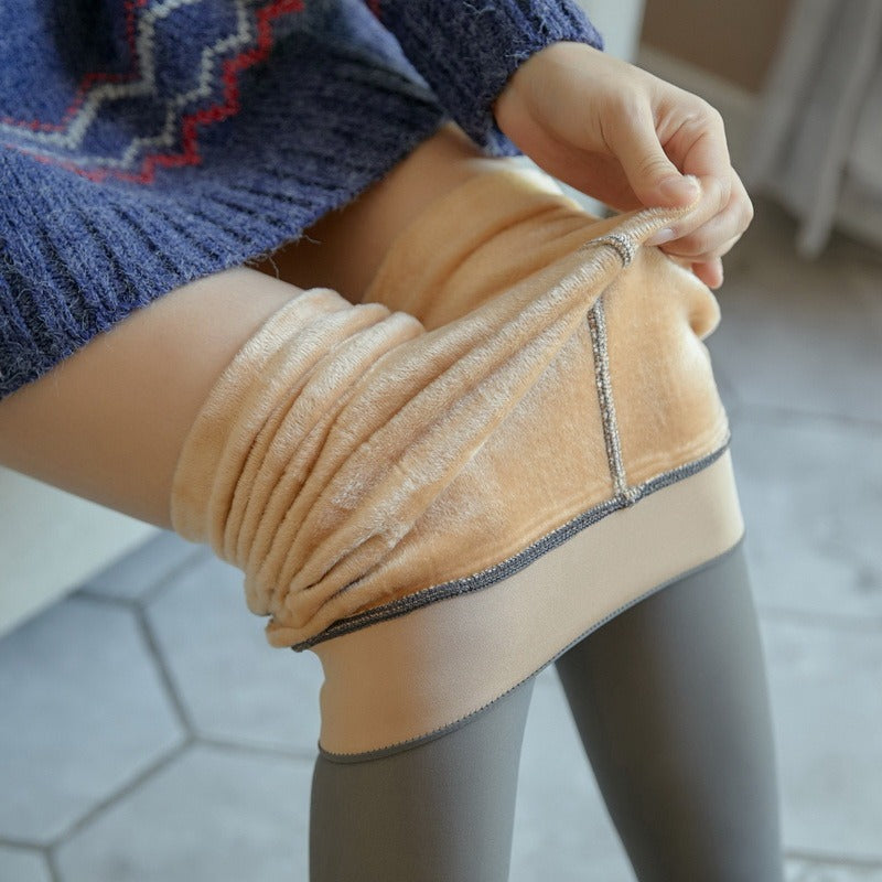 Chic Leggings with Fake Translucent design and Warm Fleece lining – available now for ultimate style! image  8