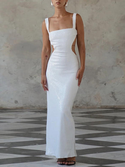 "Shop the allure of Sequin Sling Backless Dress at Yuchimagic store for dazzling, chic elegance."