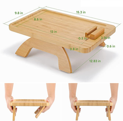  "Upgrade your space with our Non-Slip Wooden Table Couch Tray – a functional blend of style and convenience."