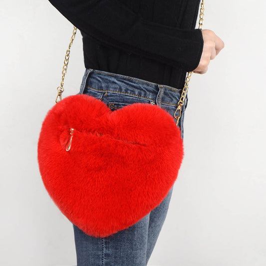 "Elevate your style: Love Bags for Women with plush design and chic chain shoulder strap. "image  2