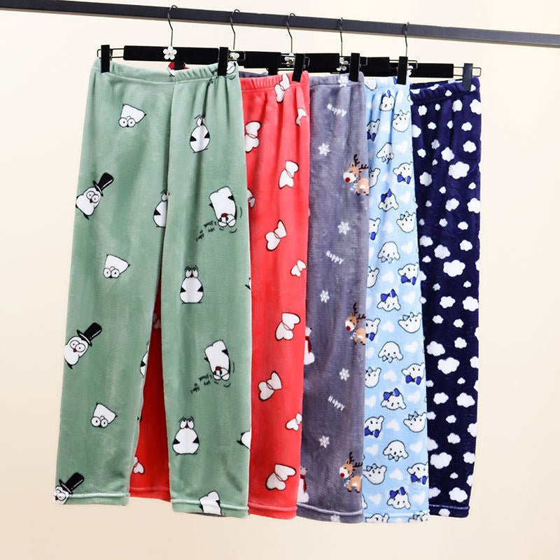 "Cozy up in Cartoon Flannel Snug Warm Home Pants – your autumn and winter essential for comfort and style!"