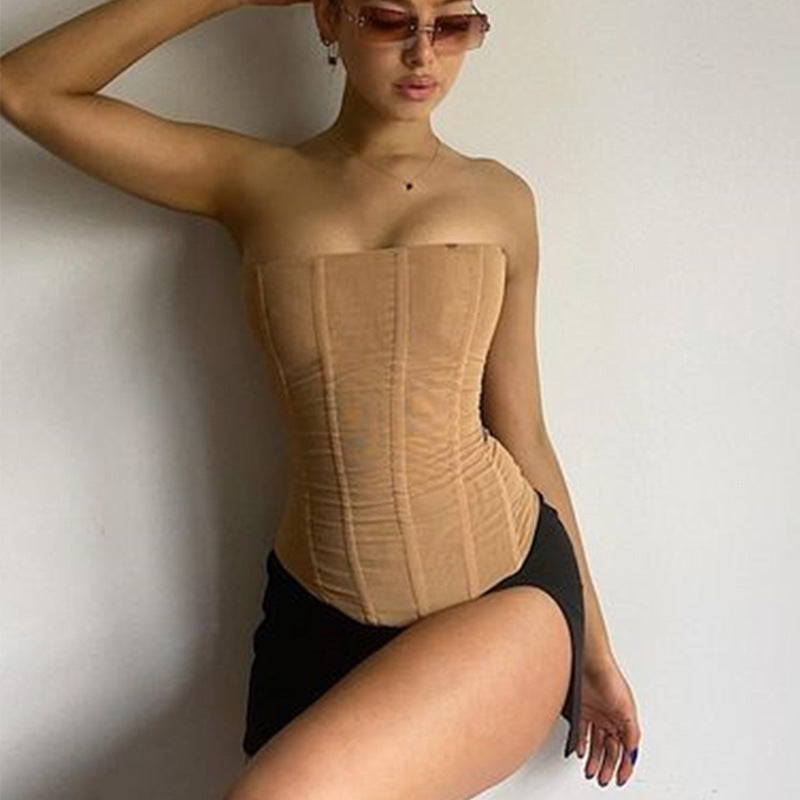 "Summer-ready Mesh Crop Corset Top for women - Available in our store now!"
