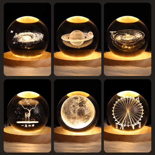  "Elevate your space with our enchanting LED Table Lamp - Galaxy Crystal Ball 3D Moon."
