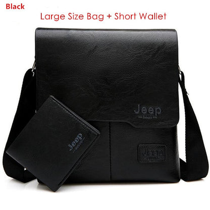 JEEP BULUO Man&#39;s Bag 2PC/Set Men Leather Messenger Shoulder Bags