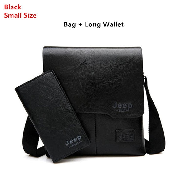 JEEP BULUO Man&#39;s Bag 2PC/Set Men Leather Messenger Shoulder Bags