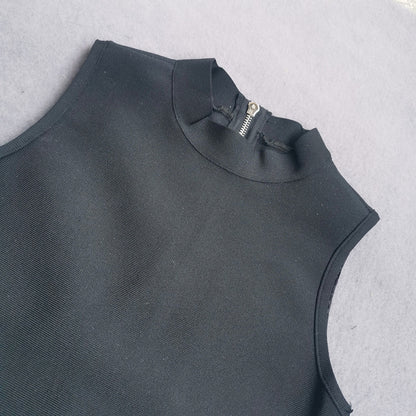 Women's Summer Skinny Sling Dress Black Sleeveless Shoulder Strappy Above Knee Dress